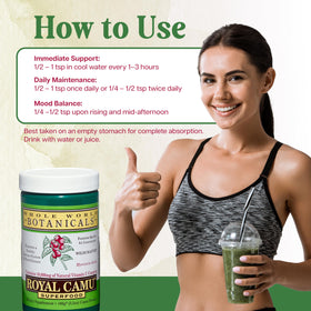 Emballage de 100g de poudre de Camu Camu Whole World Botanicals