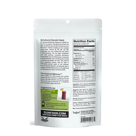 Emballage de 118g de chlorella et spirulina Sunfood Superfoods, côté