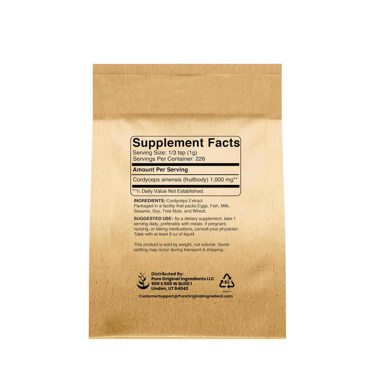 Emballage de 240g de Cordyceps en poudre