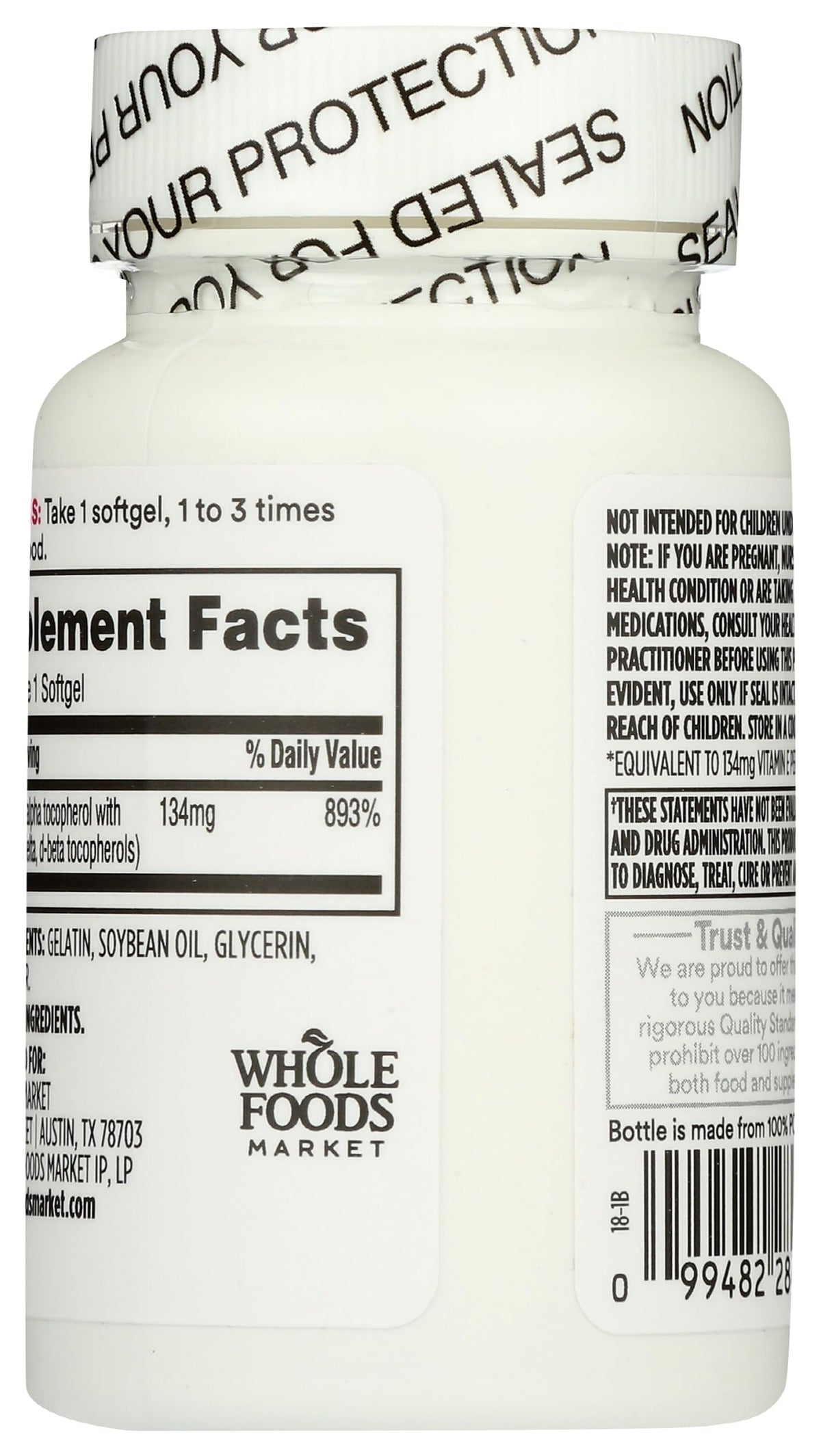 Emballage de 365 Vitamine E 200 IU 120 gélules molles