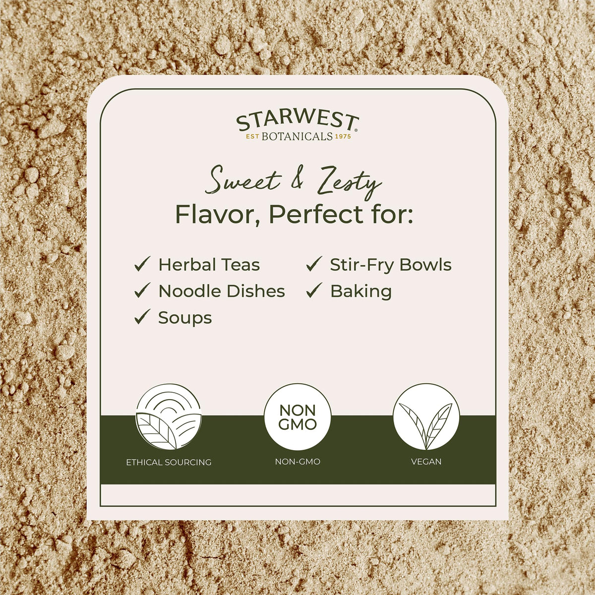 Emballage de 472g de poudre de racine de gingembre bio Starwest Botanicals