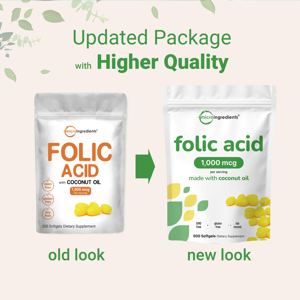 Emballage de 500 gélules d'acide folique de Micro Ingredients