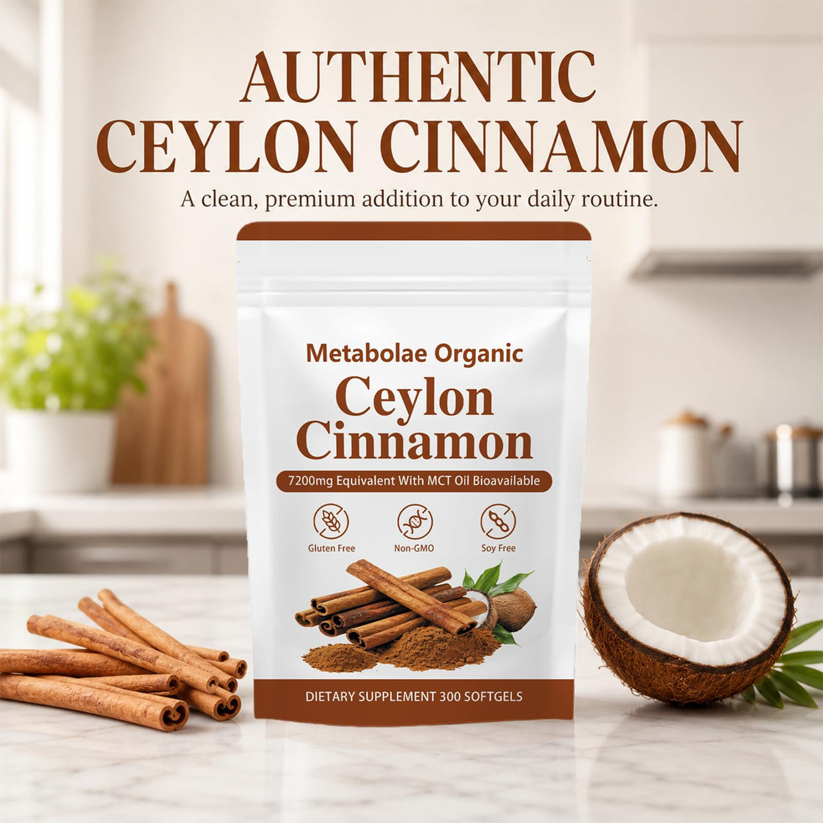 Emballage de a balanced routine Ceylon Cinnamon Capsules 300 softgels