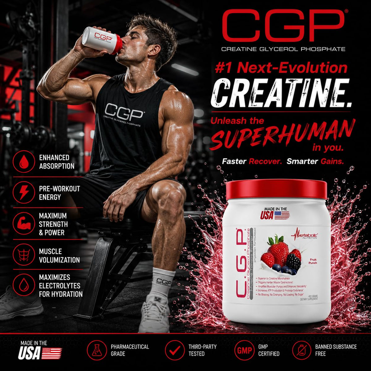 Emballage de a balanced routine Nutrition CGP Créatine Glycerol Phosphate