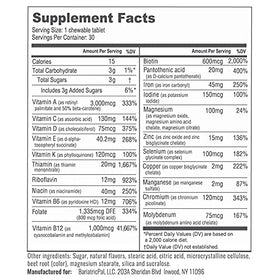 Emballage de BariatricPal Multivitamin ONE montrant les spécifications