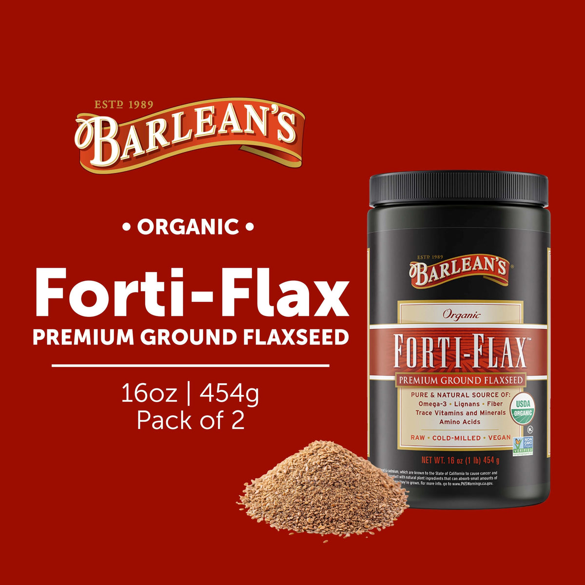 Emballage de Barlean's Forti-Flax Graines de Lin Bio