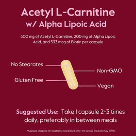 Emballage de BESTVITE Acétyl L-Carnitine 500mg avec étiquette claire