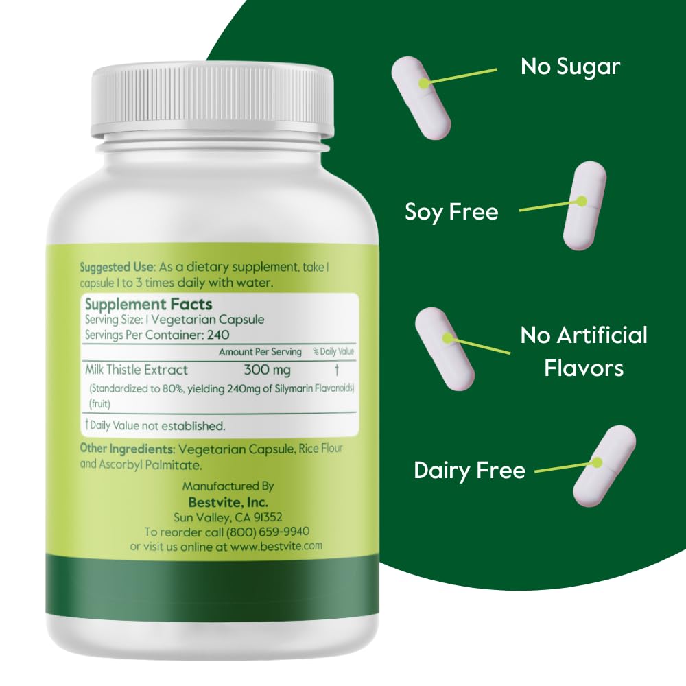 Emballage de BESTVITE Chardon-Marie 300mg 240 capsules