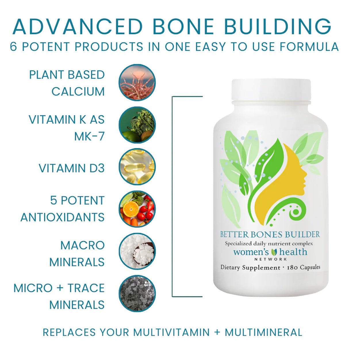 Emballage de Better Bones Builder avec 180 comprimés