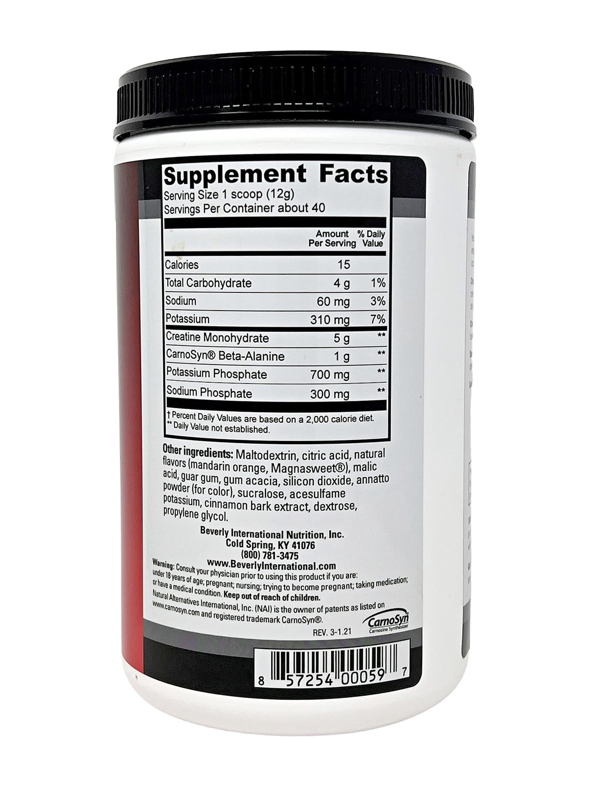 Emballage de Beverly International Creatine Select 40 portions