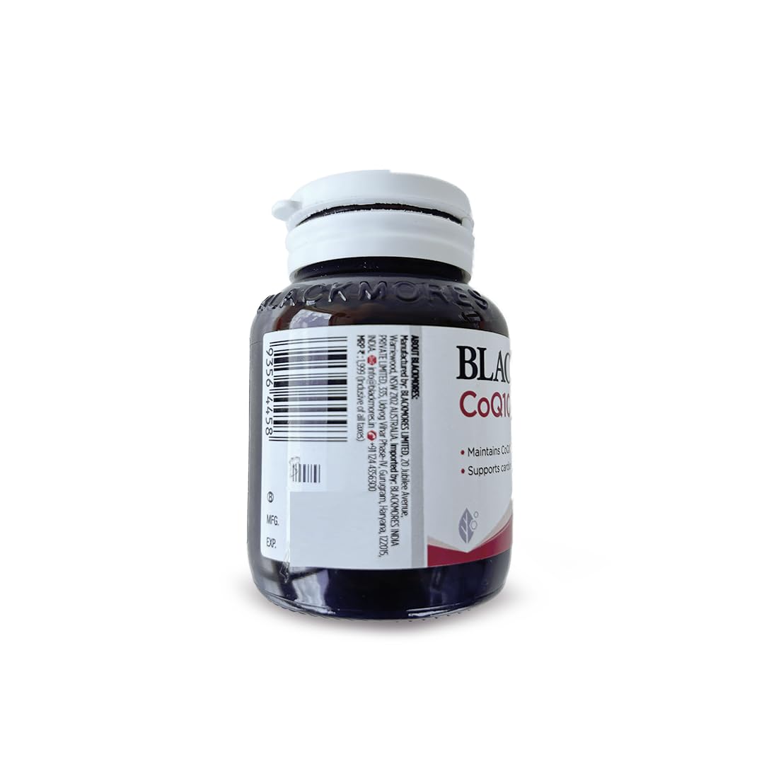 Emballage de Blackmores CoQ10 150mg sur une surface blanche