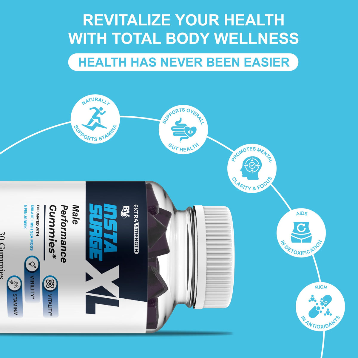 Emballage de BLUE VIBE Insta Surge XL avec informations nutritionnelles