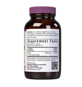 Emballage de BlueBonnet Niacinamide 500mg, côté