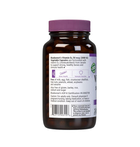 Emballage de BlueBonnet Vitamine D3 2000 UI, informations nutritionnelles