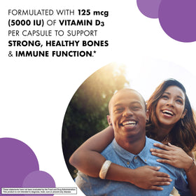 Emballage de BlueBonnet Vitamine D3 5000 IU 60 capsules