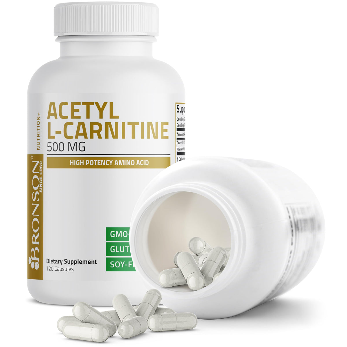 Emballage de Bronson Acétyl L-Carnitine 500 mg, face avant