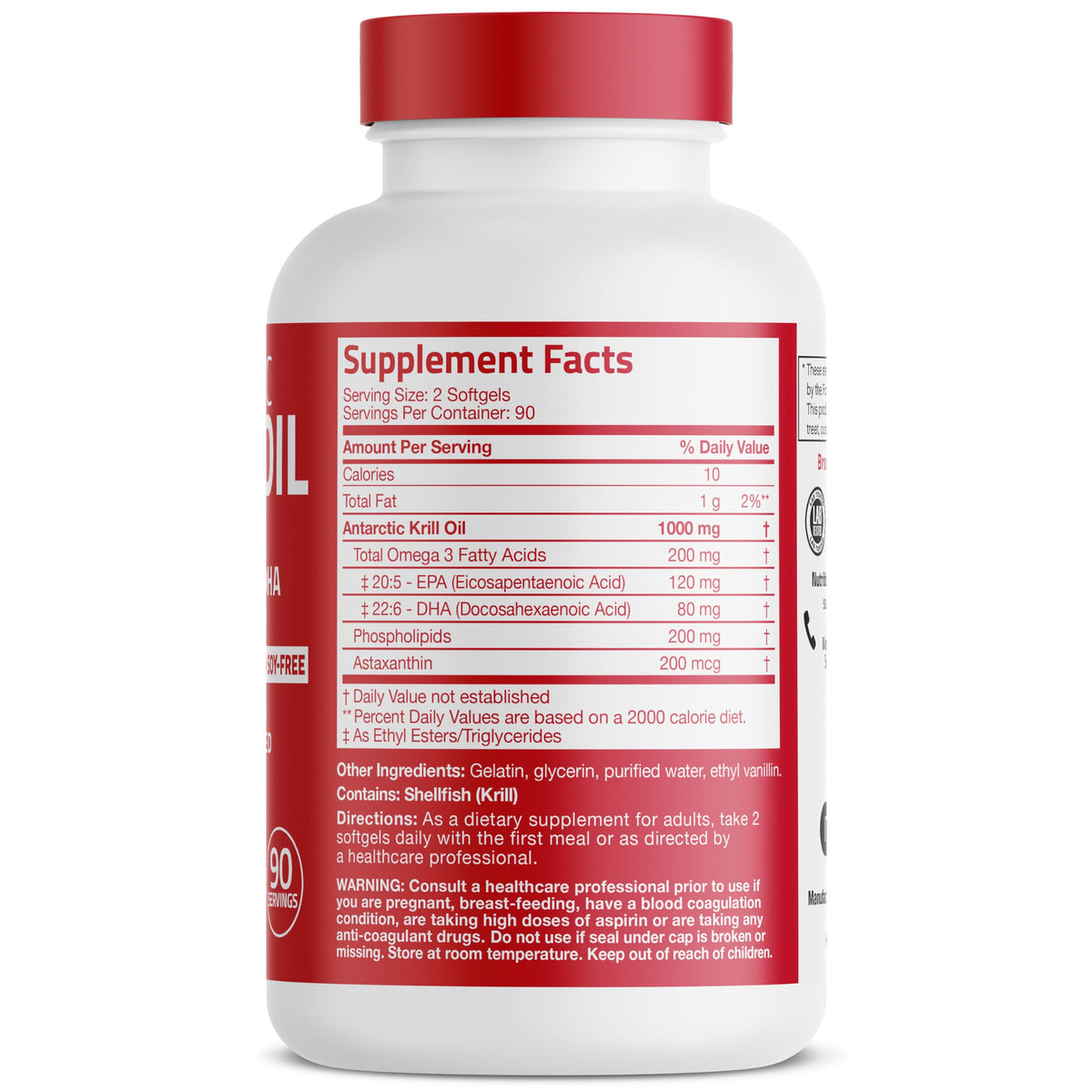Emballage de Bronson Huile de Krill Antarctique 1000 mg