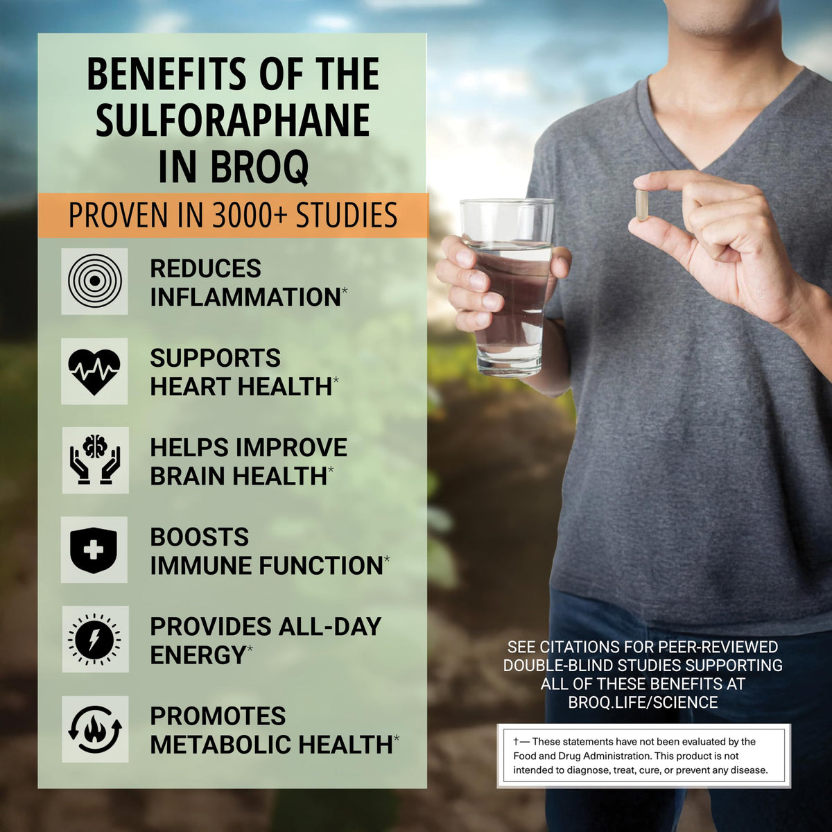 Emballage de BROQ Sulforaphane 2X sur une table
