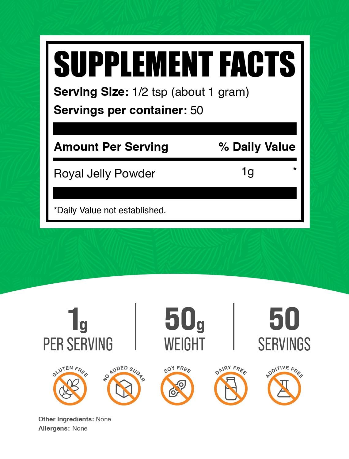 Emballage de BulkSupplements Poudre de Gelée Royale