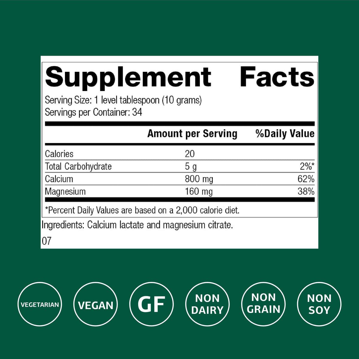 Emballage de Calcium Lactate Standard Process 449g