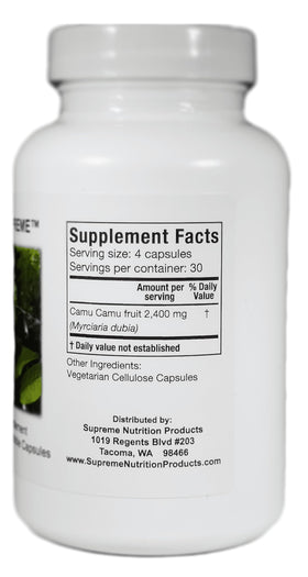 Emballage de Camu Camu 120 capsules, côté