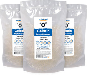 Emballage de capsules vides Nutricost, dimensions et poids