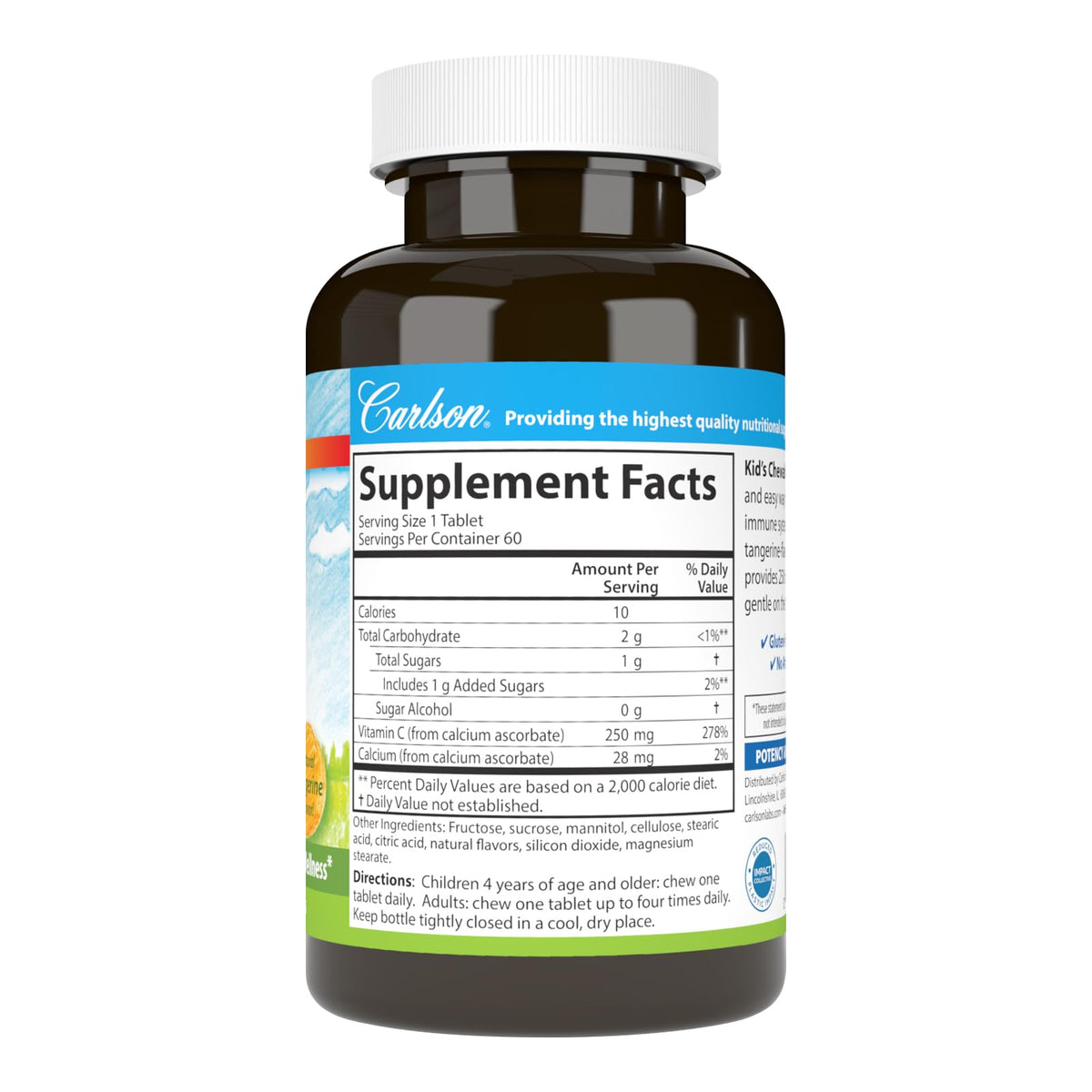 Emballage de Carlson Vitamine C 250 mg comprimés à mâcher