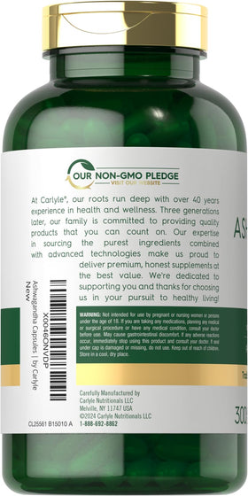 Emballage de Carlyle Ashwagandha de 300 capsules