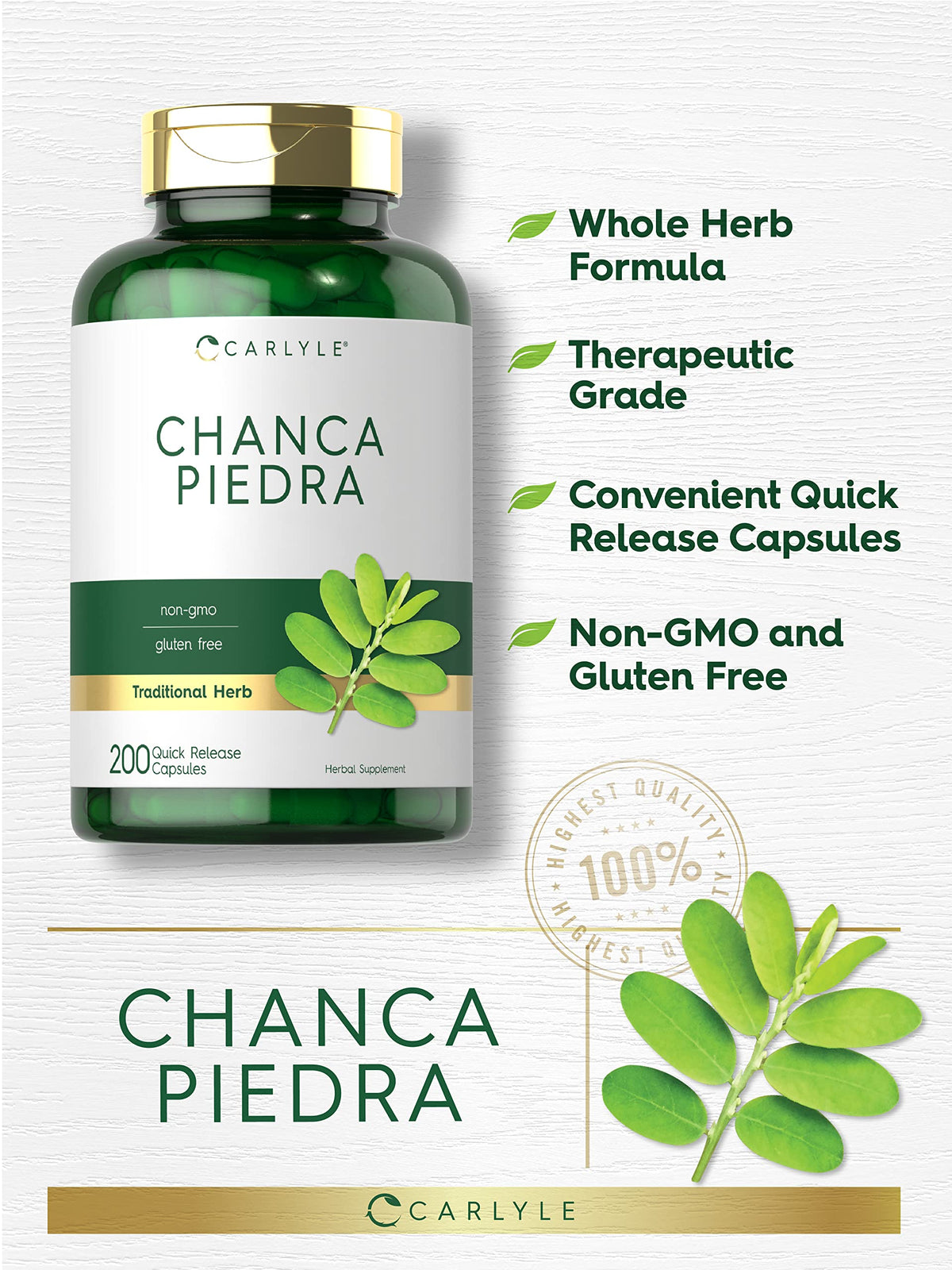 Emballage de Carlyle Chanca Piedra 200 capsules
