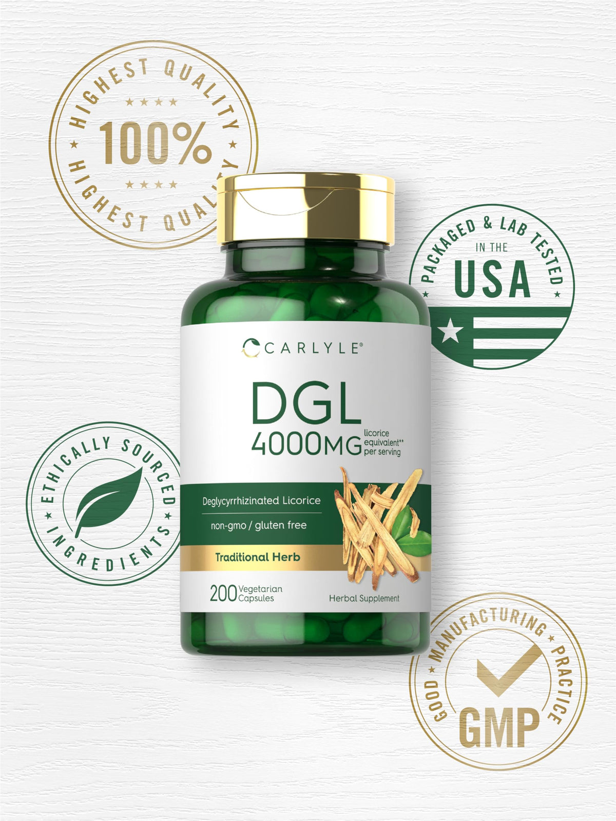 Emballage de Carlyle DGL 200 capsules sur fond blanc