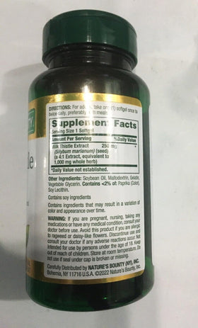 Emballage de Chardon-Marie 1000mg Nature's Bounty