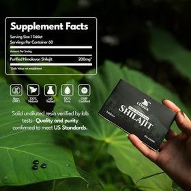 Emballage de Chuga Shilajit avec informations sur le produit