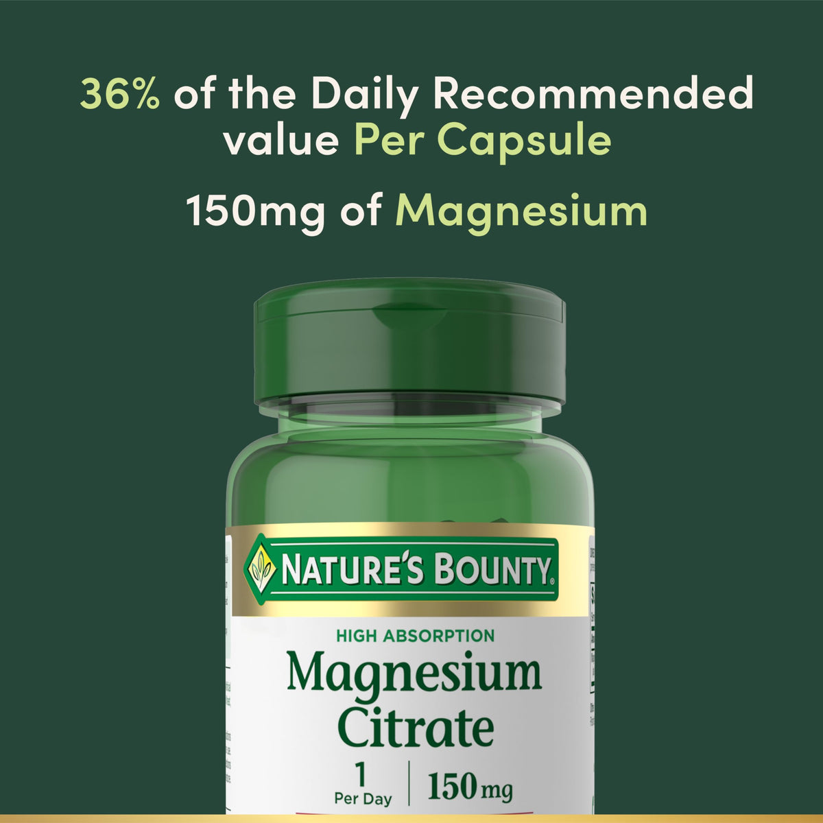 Emballage de citrate de magnésium Nature's Bounty, côté