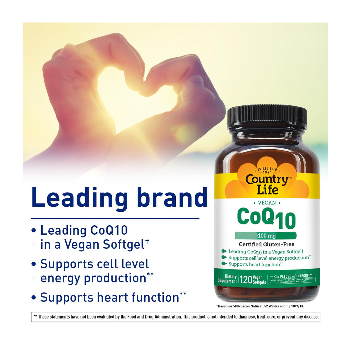 Emballage de Country Life CoQ10 100 mg 120 gélules