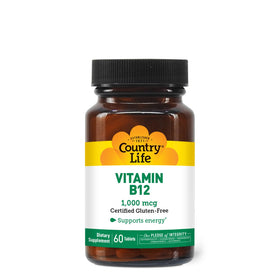 Emballage de Country Life Vitamine B12 1 000 mcg 60 comprimés
