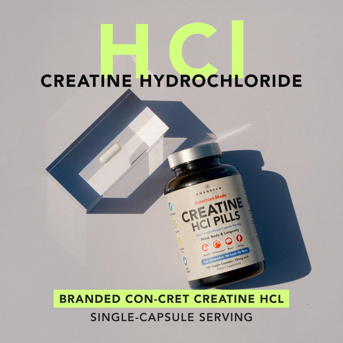 Emballage de créatine HCl AMANDEAN 750mg
