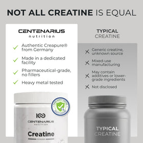 Emballage de créatine monohydrate Centenarius Nutrition 300g