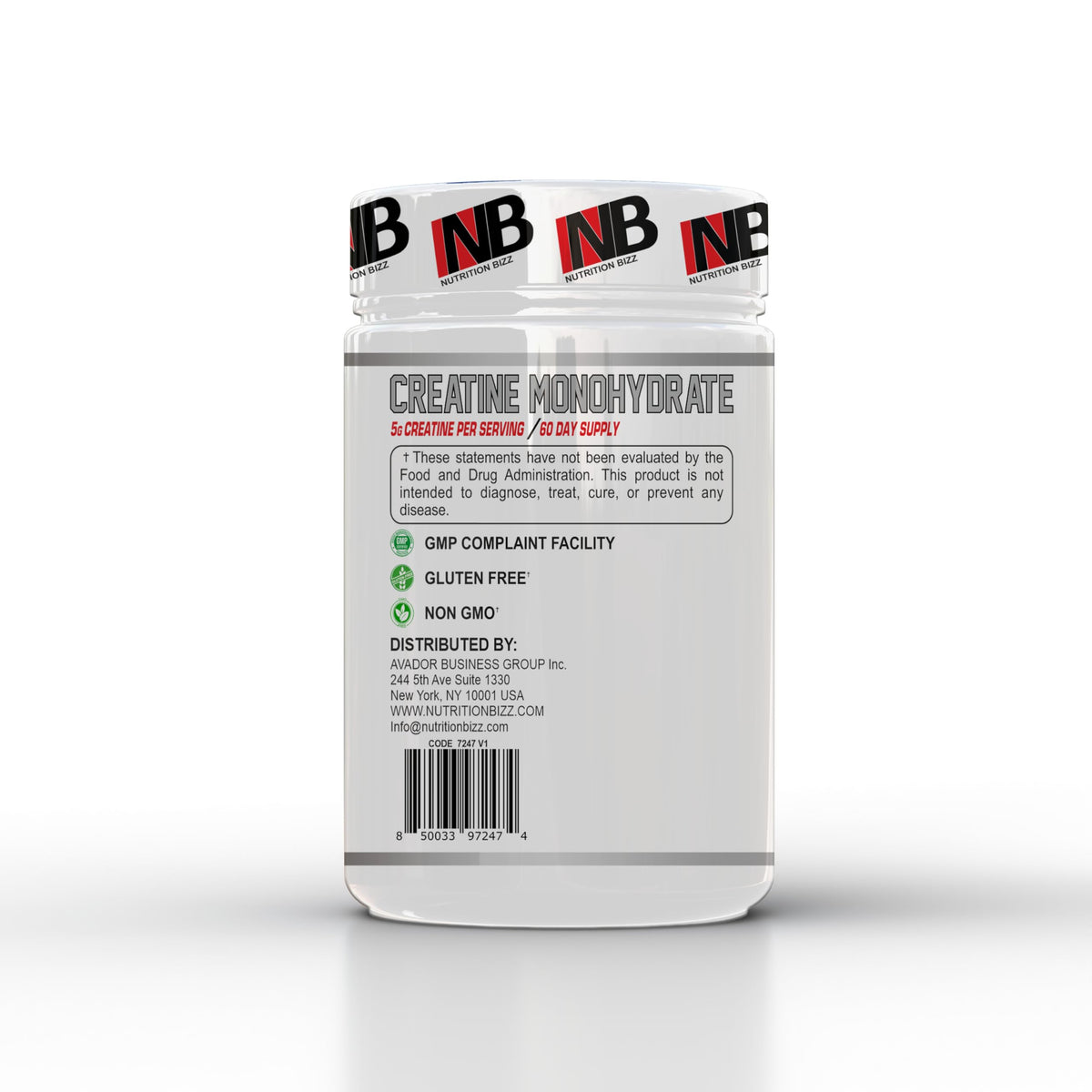 Emballage de créatine monohydrate micronisée NutritionBizz 300g