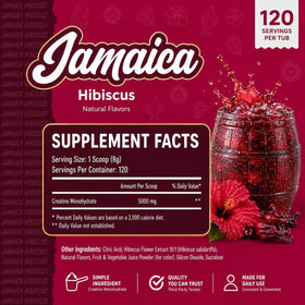 Emballage de créatine monohydrate Primeval Labs avec informations nutritionnelles
