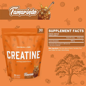 Emballage de créatine monohydrate Primeval Labs vue latérale