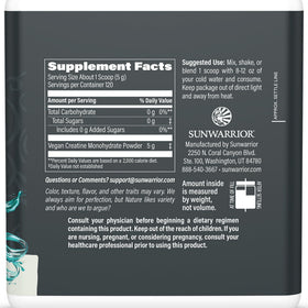 Emballage de créatine Sunwarrior 399g sur fond blanc