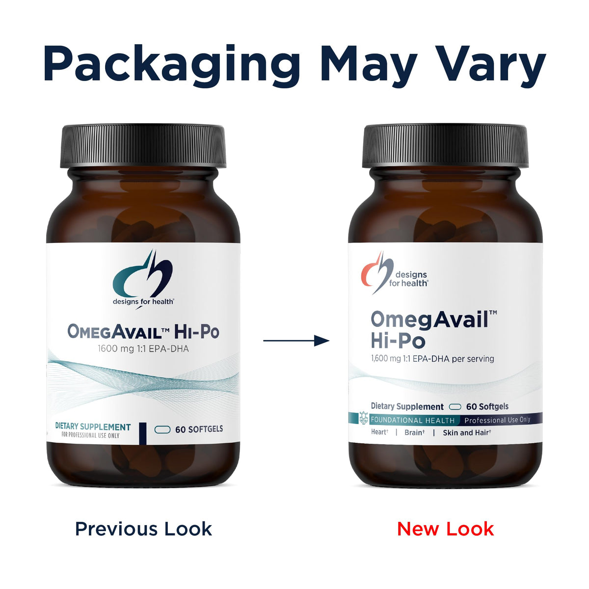 Emballage de Designs for Health OmegAvail Hi-Po TG avec informations nutritionnelles