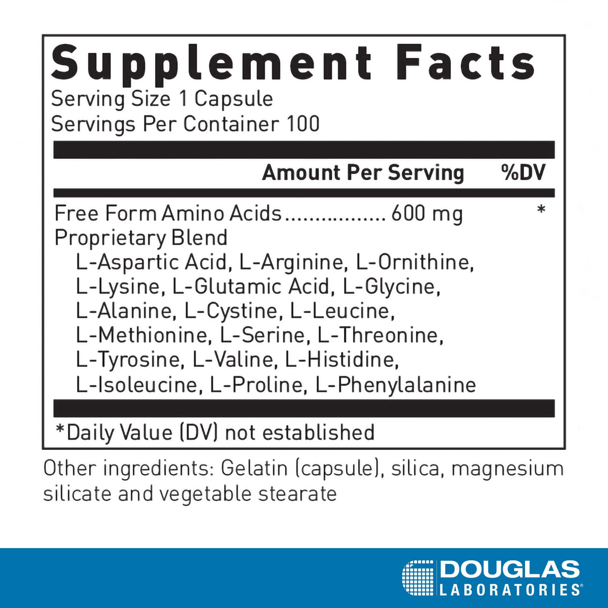 Emballage de Douglas Laboratories Capsules Amino Acides