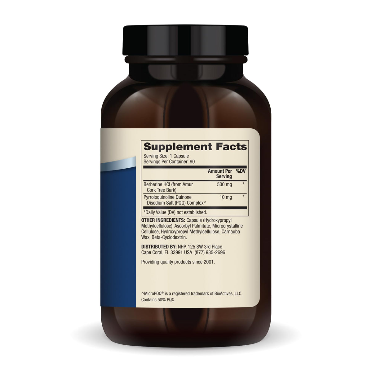 Emballage de Dr. Mercola Berbérine et MicroPQQ 90 capsules