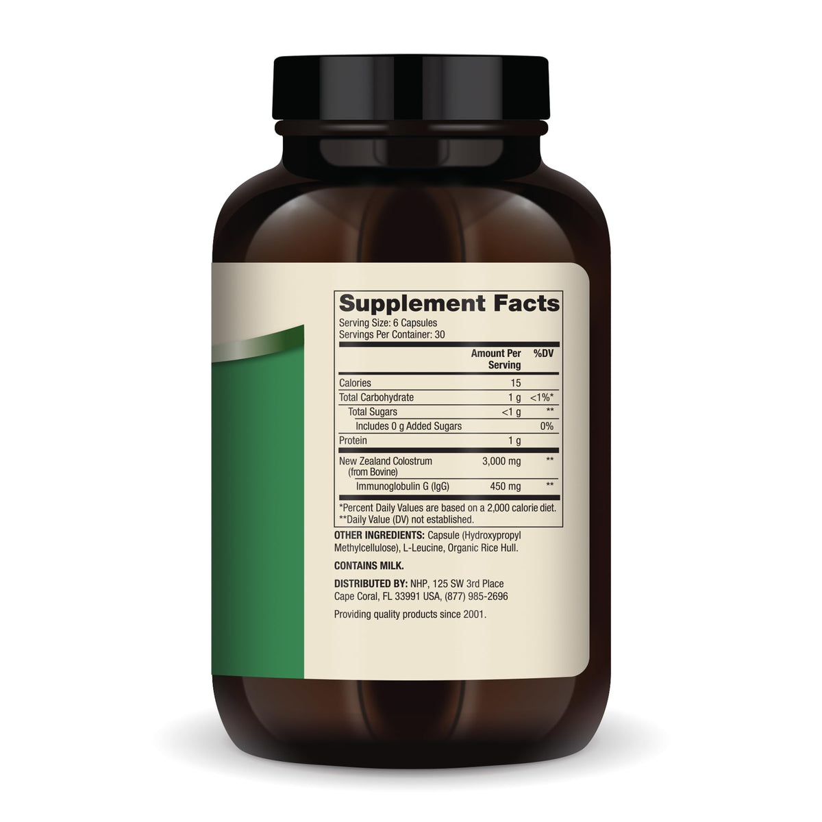 Emballage de Dr. Mercola Colostrum Nouvelle-Zélande 180 capsules