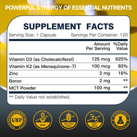 Emballage de DRFOSTER Vitamine D3 K2 5000 UI avec Zinc et Bore