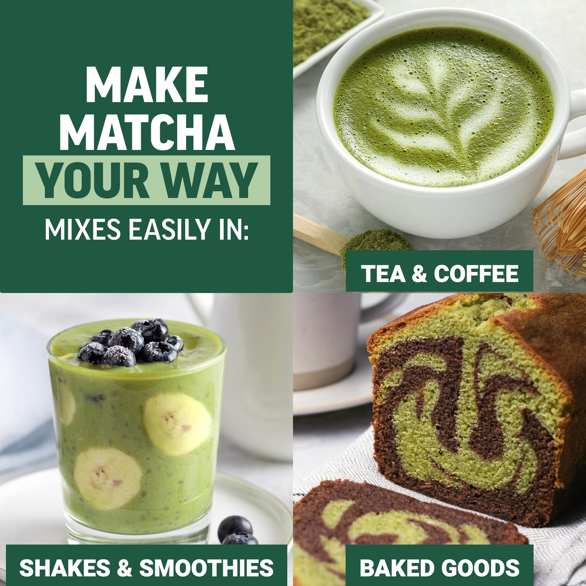 Emballage de Force Factor Poudre de Matcha Mighty 109g