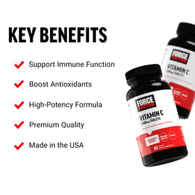 Emballage de Force Factor Vitamine C 1000mg avec des comprimés visibles