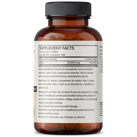 Emballage de Futurebiotics Biotine 10 000 mcg avec détails des ingrédients