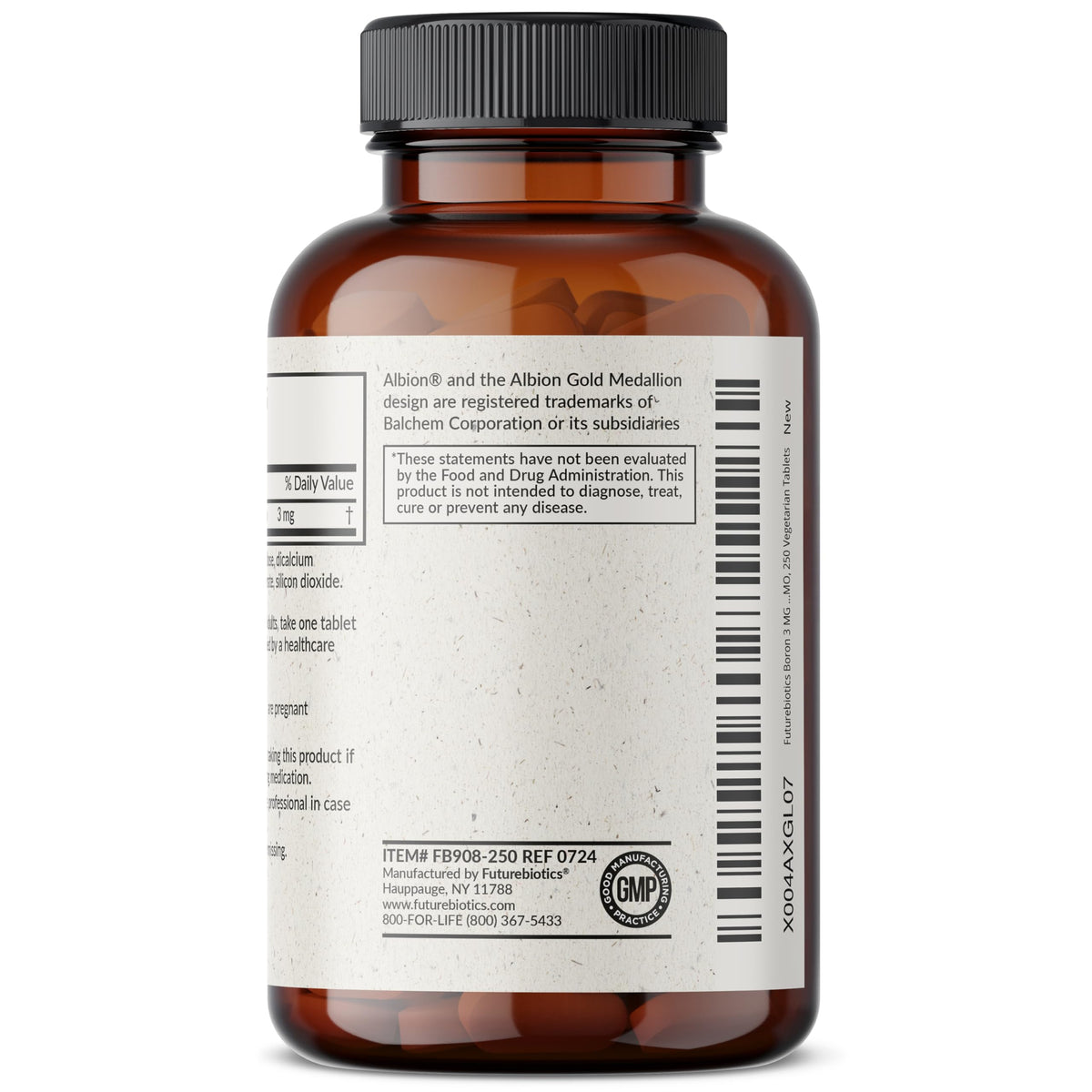 Emballage de Futurebiotics Bore 3 mg avec vue arrière
